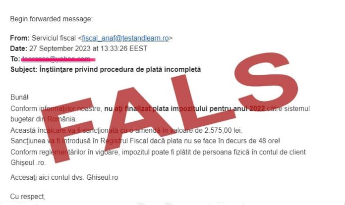 Atenție! Mesaje false în numele ANAF