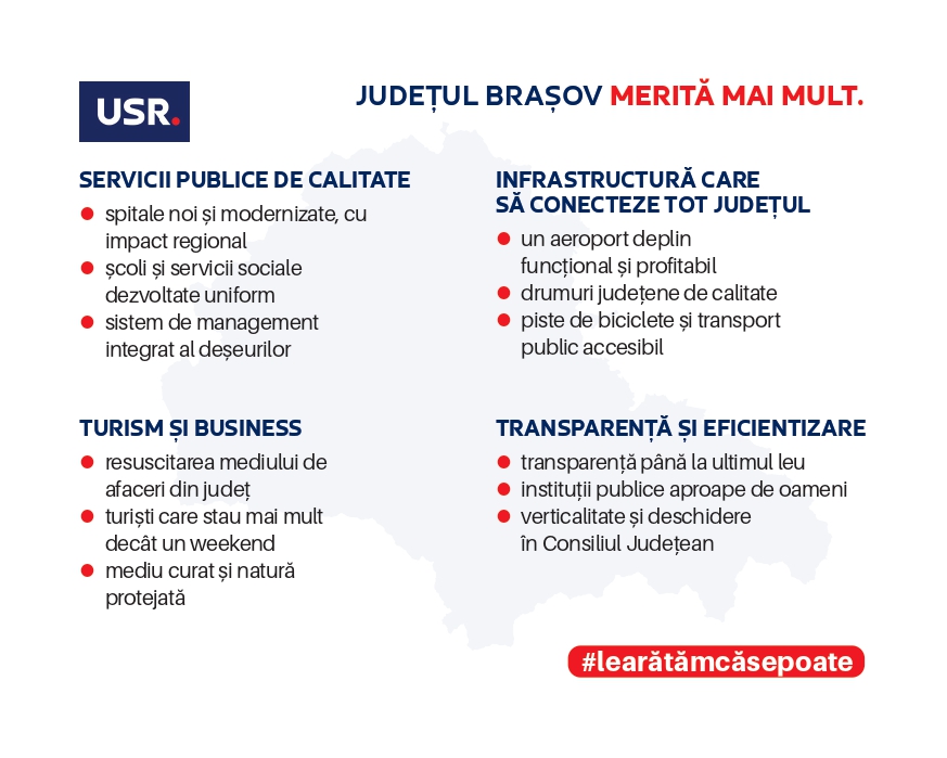 Irineu Darău, senator, președinte al filialei județene USR Brașov și candidatul USR la președinția Consiliului Județean Brașov: "Hai să dăm liber la dezvoltare! Județul Brașov merită mai mult"