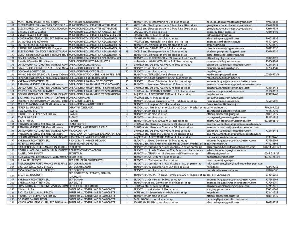 Peste 950 de locuri de munca vacante 