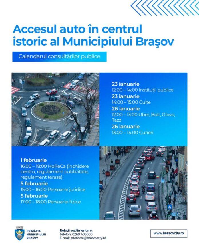 Încep dezbaterile despre restricționarea accesului auto în zona centrului istoric al Brașovului