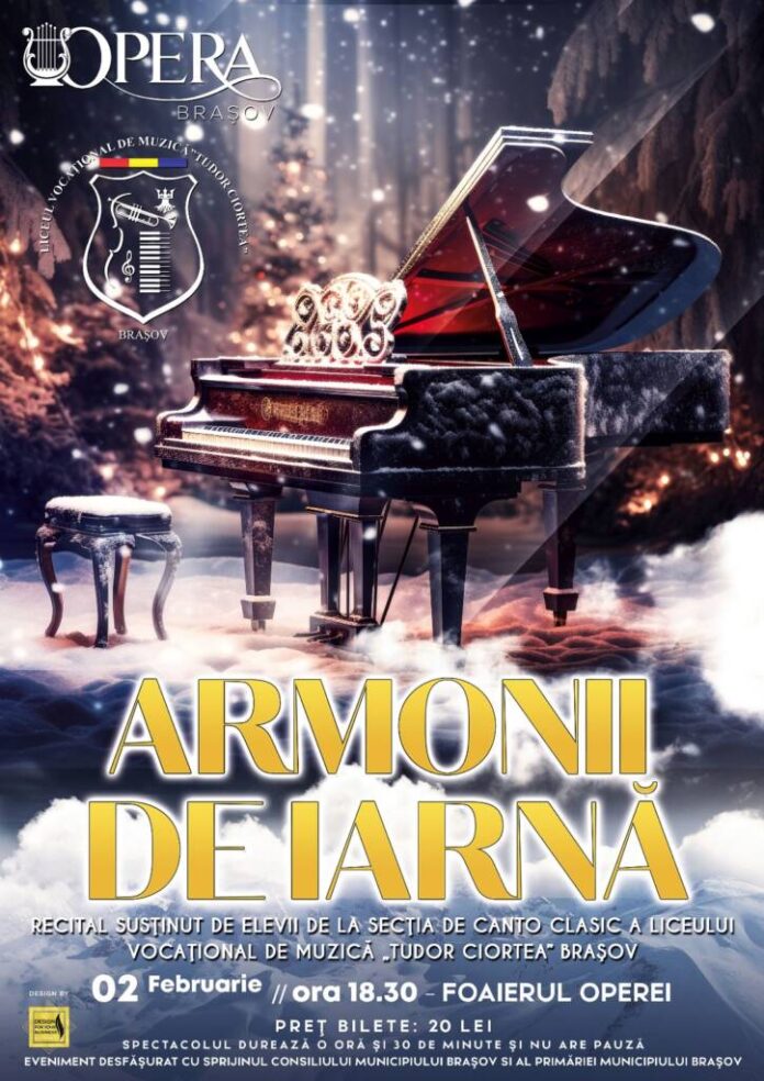 „Armonii de iarnă”, recital al elevilor de la Liceul de Muzică, la Opera Brașov