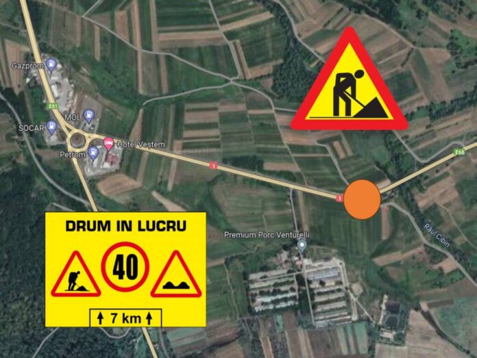 Circulație restricționată pe DN1, în apropierea sensului giratoriu de la Veștem