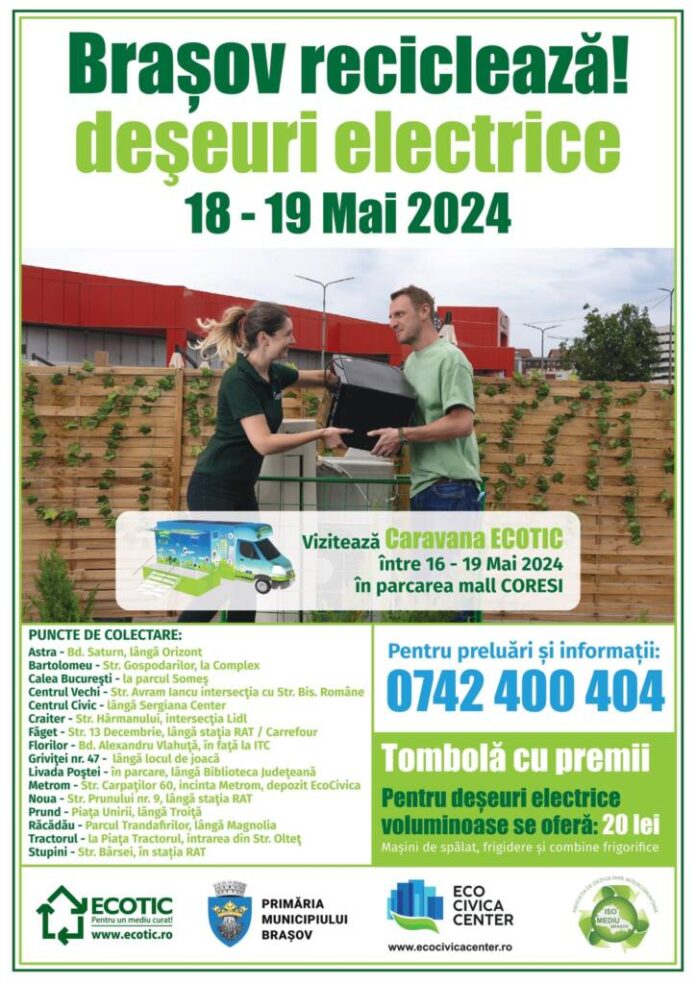 Colectare deșeuri electrice si electronice în Brașov: 16 puncte de colectare, amplasate în principalele zone ale orașului
