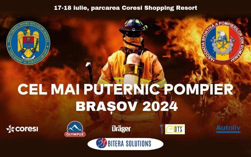 Cel mai puternic pompier - etapa națională 2024 are loc la Brașov. 95 de concurenți, forță, curaj și îndemânare 