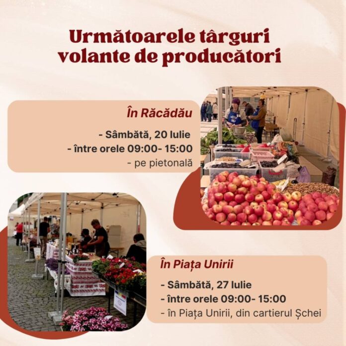 Târguri volante de producători în Brașov, în Răcădău și în Piața Unirii
