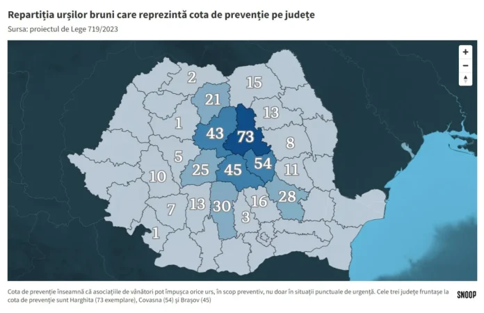 În județul Brașov pot fi împușcați fără autorizație 45 de urși