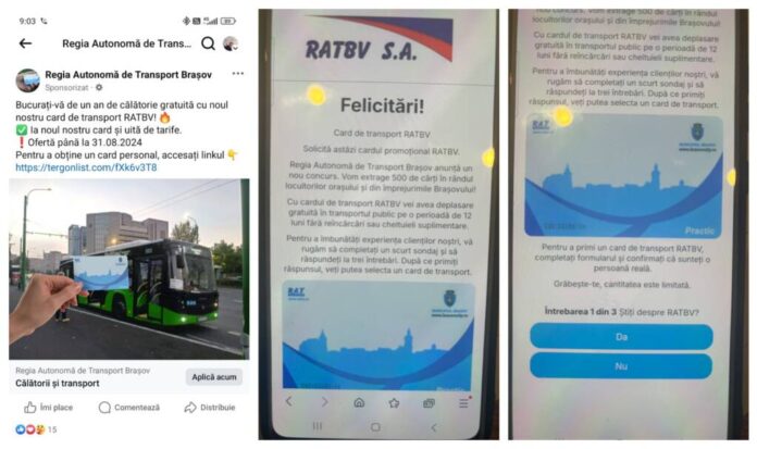 Atenție! Înșelătorie on-line în care RATBV ar oferi carduri de transport gratuite