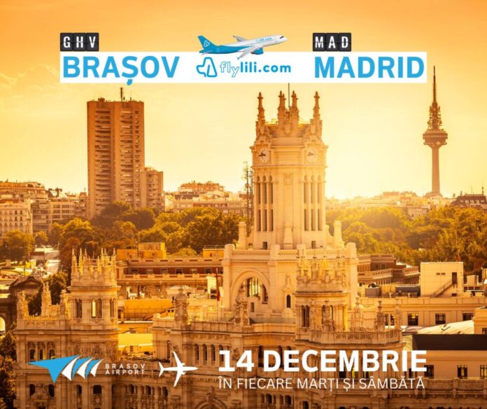 Spre Madrid, de pe Aeroportul Brașov, cu Fly Lili