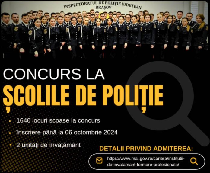 1640 de locuri scoase la concurs în școlile de poliție