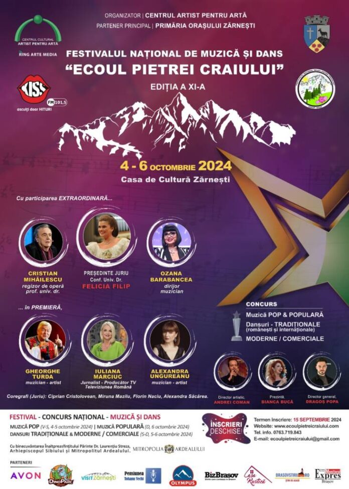 Personalități în premieră, la Festivalul „Ecoul Pietrei Craiului” 2024 din Zărnești. Înscrieri deschise până pe 15 septembrie