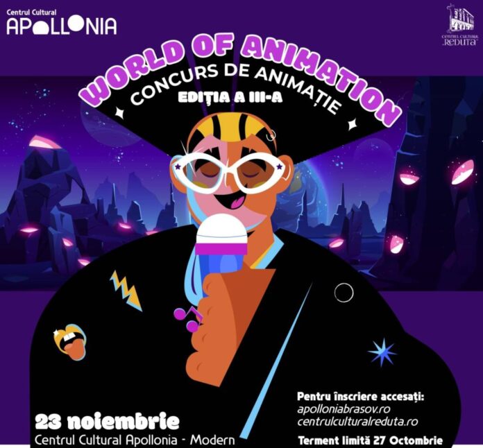 Marele Premiu, 6000 lei: Înscrieri prelungite până în 27 octombrie, pentru concursul de animație „WORLD OF ANIMATION”