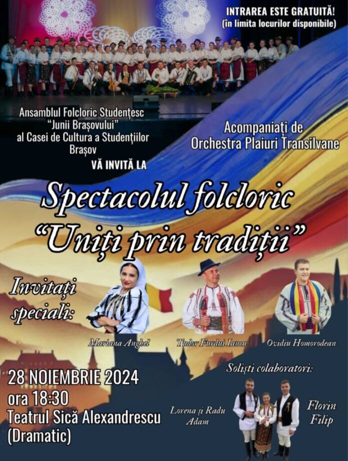 Spectacol folcloric, dedicat Zilei Naționale a României, la Teatrul „Sică Alexandrescu” din Brașov