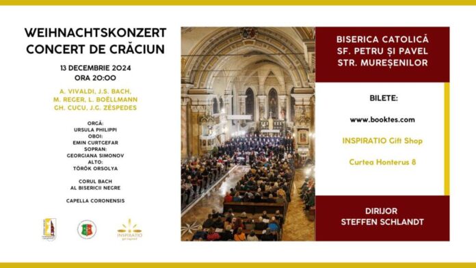Concert de Crăciun, cu corul „Bach” al Bisericii Negre și orchestra de cameră „Capella Coronensis”, la Biserica Romano-Catolică „Sf. Petru și Pavel”