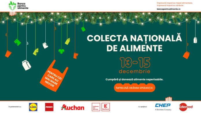 (P) Împreună hrănim speranța celor aflați în dificultate: o nouă ediție a Colectei Naționale de Alimente revine între 13-15 decembrie, în 985 de magazine din toată țara