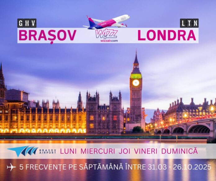 Aeroportul Brașov anunță mai multe zboruri pe ruta Londra - Brașov