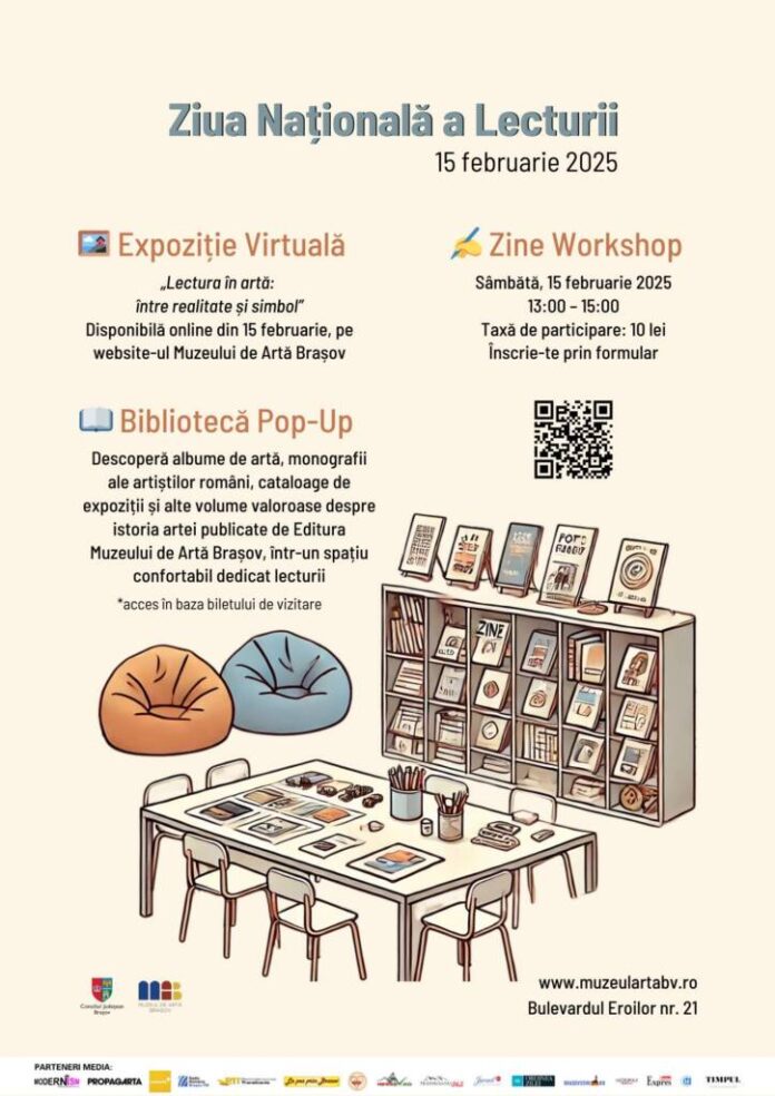 Workshop creativ de zine, bibliotecă pop-up și expoziție virtuală, de Ziua Națională a Lecturii, cu Muzeul de Artă Brașov
