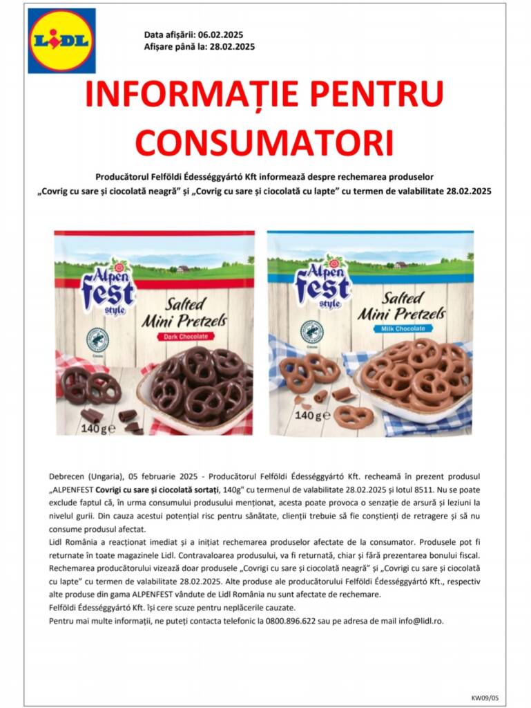 Alertă alimentară! Covrigi de la LIDL, retraşi din magazine