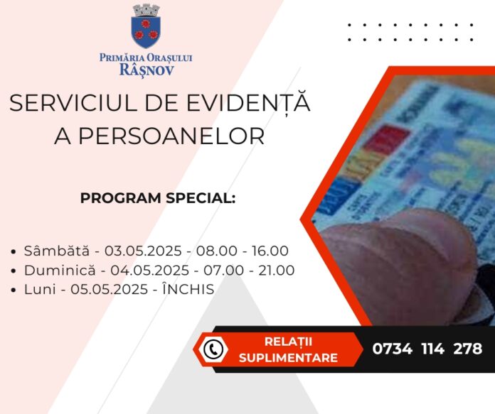 Program special la Serviciul de Evidență a Persoanelor din Râșnov în weekendul alegerilor