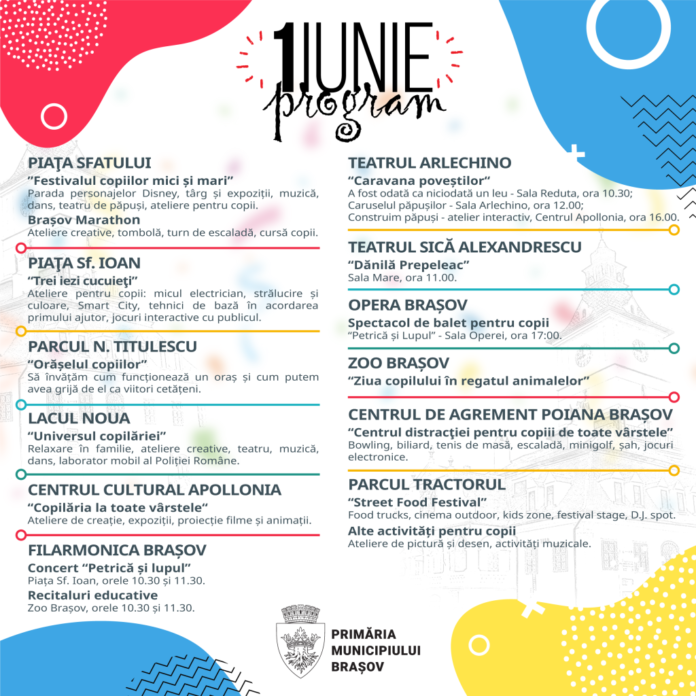 Mai multe evenimente prin Brașov marchează 1 iunie, Ziua Copilului