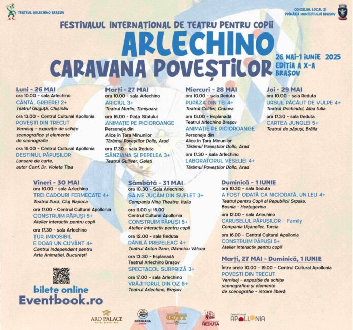 Festivalul Internațional de Teatru pentru Copii „ARLECHINO-CARAVANA POVEȘTILOR”, la Brașov, în perioada 26 mai – 1 iunie