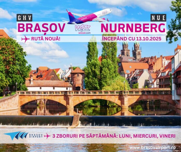 Trei zboruri pe săptămână de pe Aeroportul Brașov, spre Nurnberg