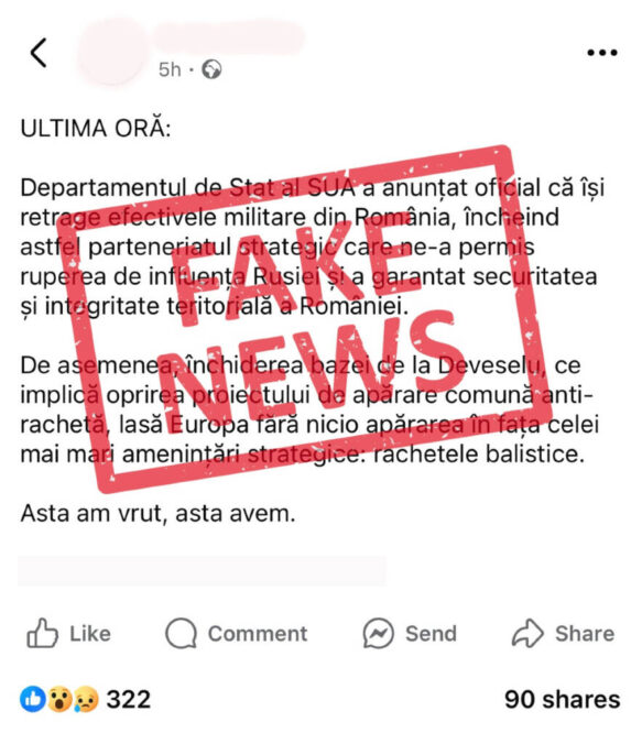 Ministerul Apărării Naţionale avertizează că pe diferite platforme de comunicare digitală circulă dezinformări despre apărarea și securitatea națională