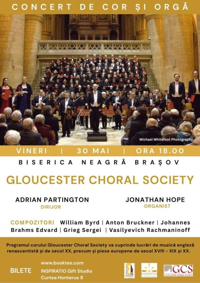 Concert de cor și orgă, susținut de Gloucester Choral Society și organistul Jonathan Hope, la Biserica Neagră