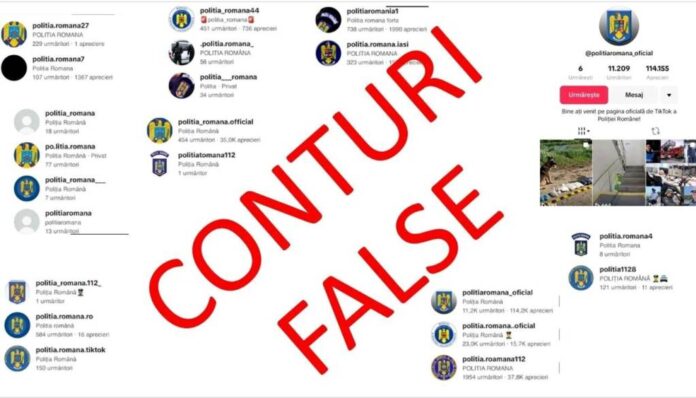 conturi false TikTok Poliția Română