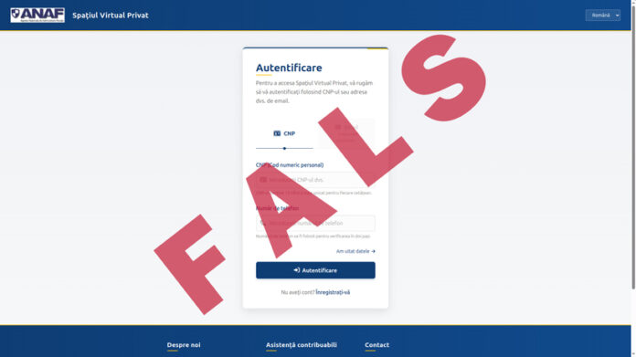 Un site fals imită identitatea ANAF şi are ca scop colectarea ilegală de date personale ale utilizatorilor 