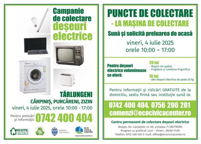 În Tărlungeni se colectează deșeuri electrice