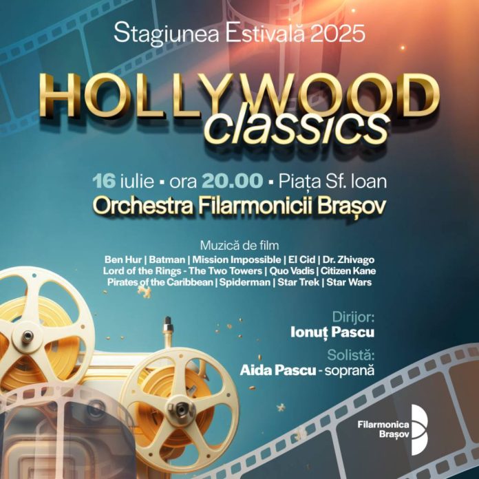 Concertul „Hollywood Classics”, susținut de Orchestra Filarmonicii Brașov, în Piața Sf. Ioan