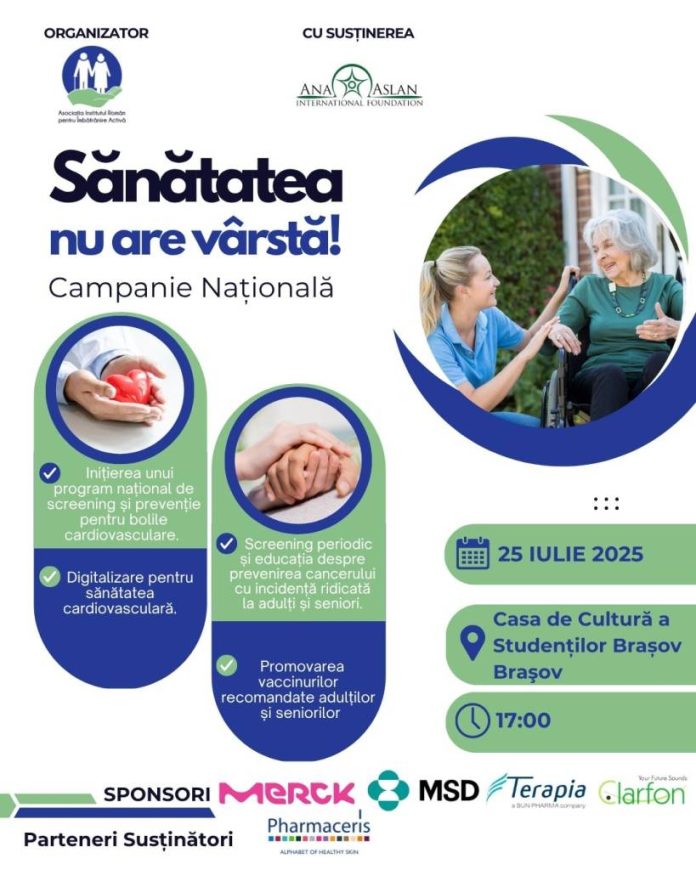Campania Națională ”Sănătatea nu are vârstă”, lansată de Asociaţia Institutul Român pentru Îmbătrânire Activă, ajunge la Braşov