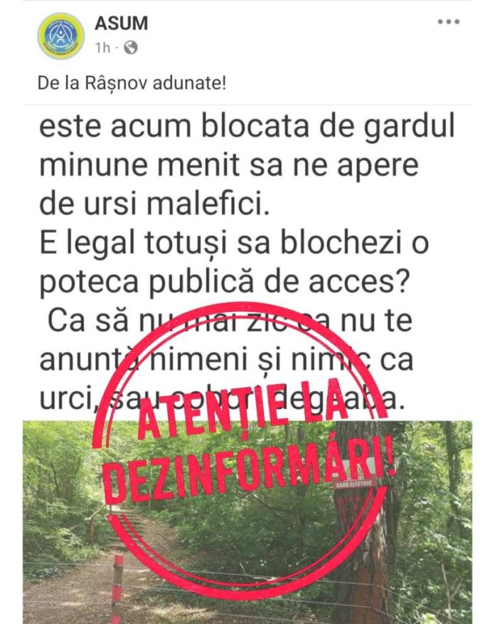 Primăria Râșnov nu a blocat accesul cetățenilor pe potecile turistice, odată cu instalarea gardurilor electrice de protecție împotriva urșilor