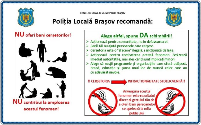 Persoane din afara Brașovului, printre care și minori, la cerșit în zone din Brașov