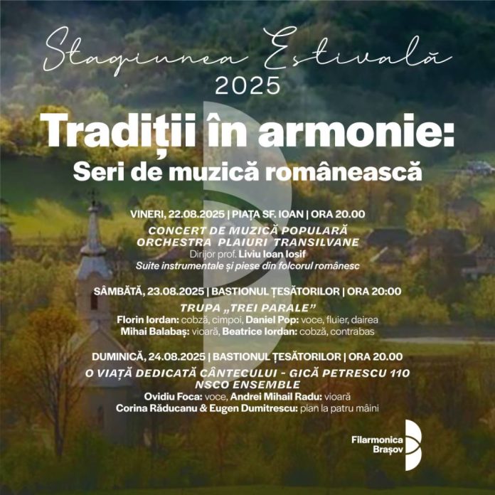 „Tradiții în armonie: Seri de muzică românească”, în Piața Sf. Ioan și la Bastionul Țesătorilor