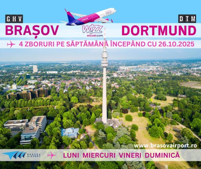 Wizz Air dublează frecvența zborurilor pe ruta Brașov - Dortmund
