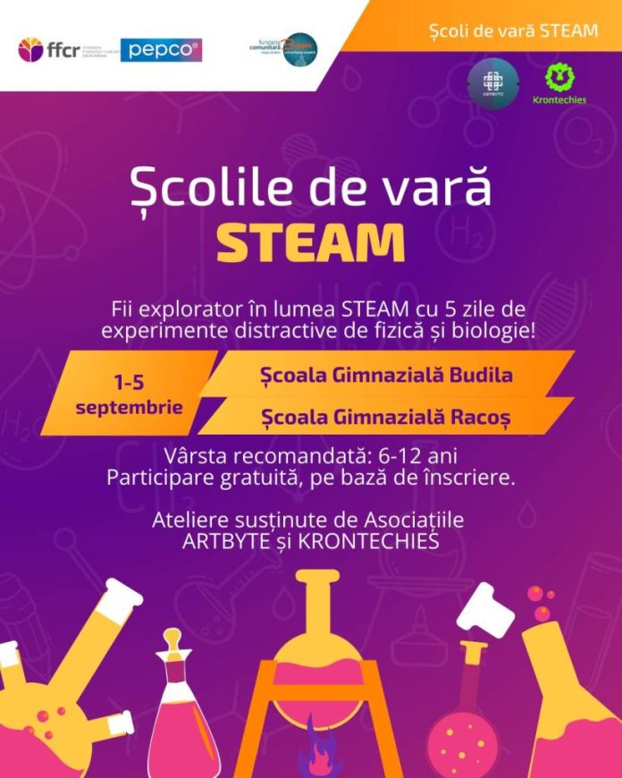 Știință, tehnologie, inginerie, artă, matematică: Școli de Vară STEAM, gratuite pentru copii, în Racoș și Budila