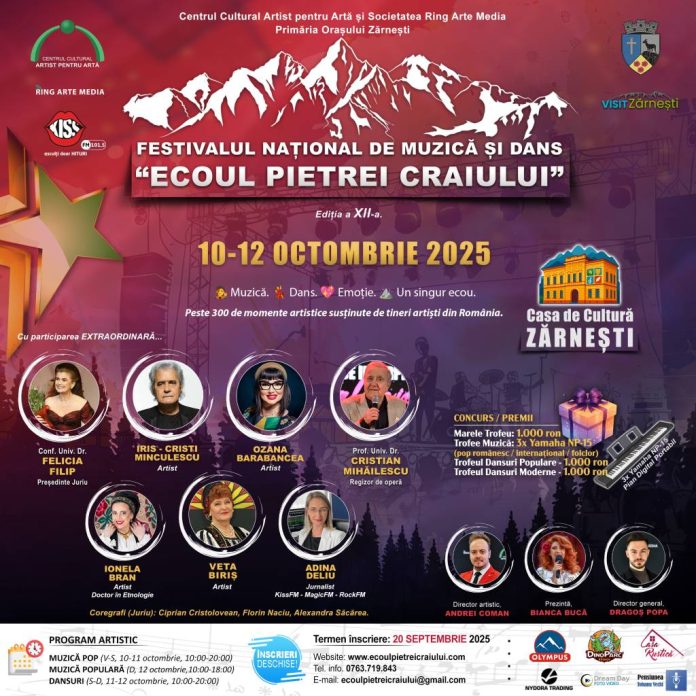 „Muzică. Dans. Emoție. Un singur ecou” l Festivalul Național de Muzică și Dans „Ecoul Pietrei Craiului”, la Zărnești, în octombrie
