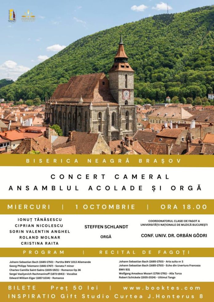 Concert cameral pentru fagot și orgă, susținut de ansamblul Acolade și organistul Steffen Schlandt, la Biserica Neagră