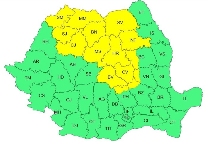 Averse torențiale, descărcări electrice, intensificări ale vântului, grindină, astăzi, și la Brașov