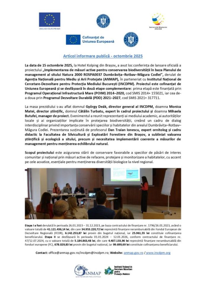 Articol informare publică - octombrie 2025