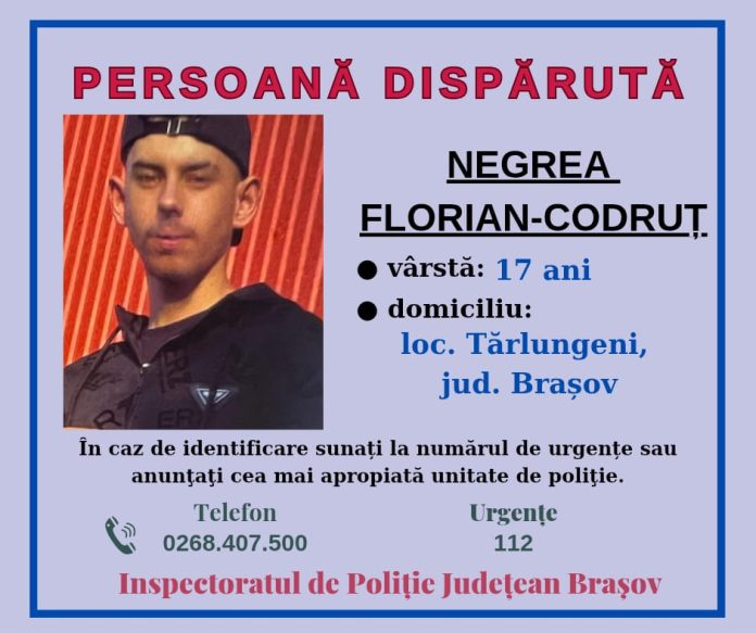 Un adolescent din Tărlungeni, dat dispărut