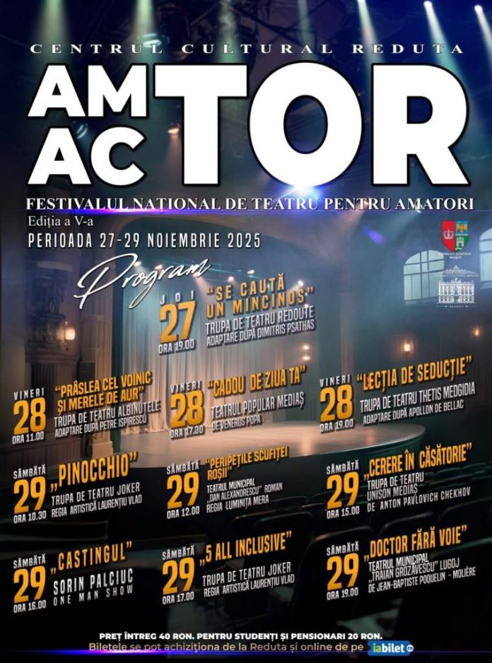 Festivalul Național de Teatru pentru Amatori „AM-ACTOR”, la Centrul Cultural Reduta