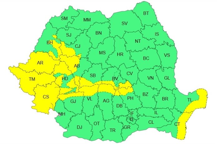 Cod galben: Intensificări ale vântului, în mai multe zone din țară