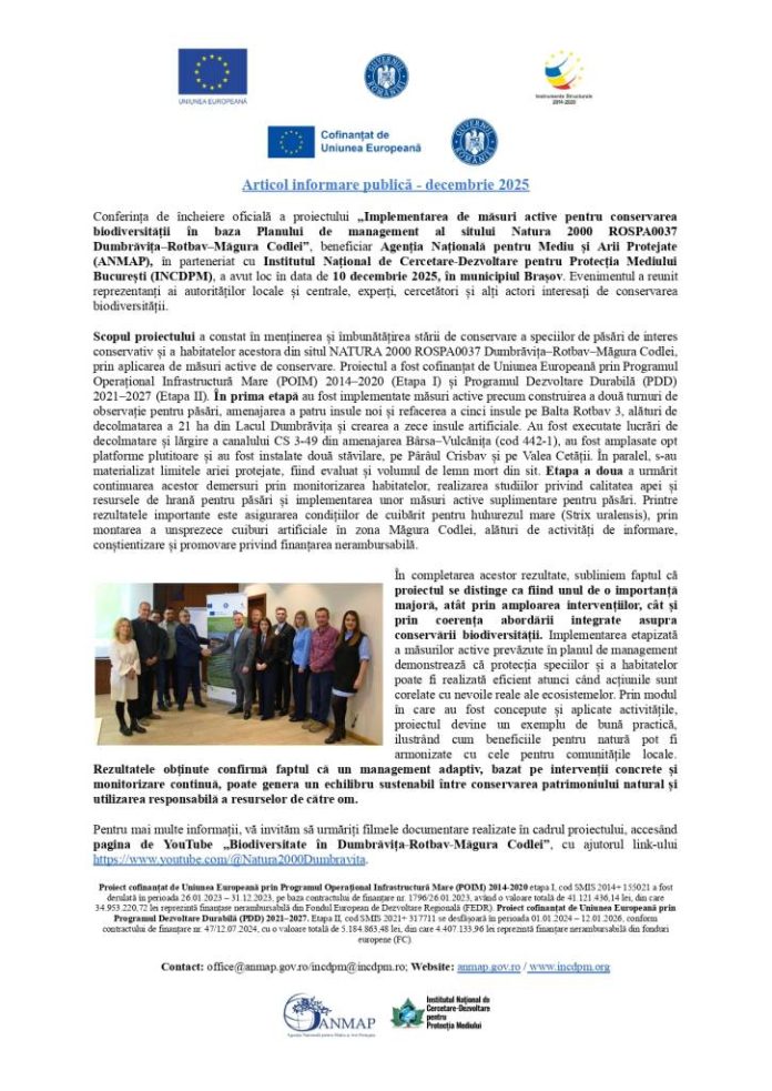 Articol informare publică - decembrie 2025
