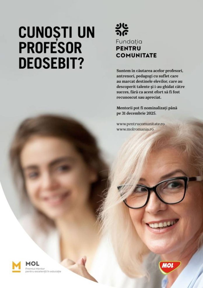 Premiul Mentor pentru excelență în educație. Se mai fac nominalizări până la sfârșitul lunii decembrie