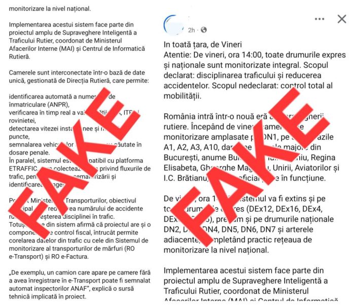 Fake News! Ministerul Afacerilor Interne dezminte operaționalizarea unui sistem extins de supraveghere a cetățenilor în trafic și în zonele publice