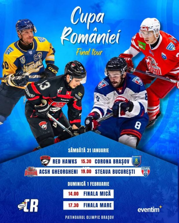 Turneul Final Four al Cupei României la hochei se va juca la Brașov. ACSH Gheorgheni, Corona Brașov, Steaua și Red Hawks București vor lupta pentru trofeu