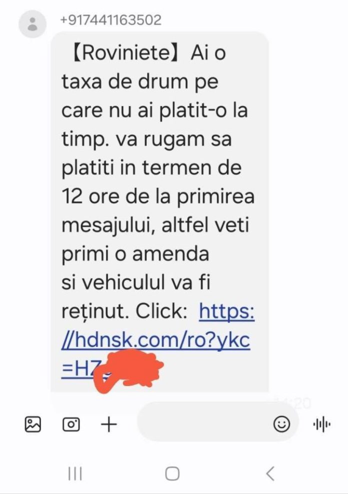 Tentativă de fraudă electronică prin mesaje înșelătoare despre rovinietă și plăți