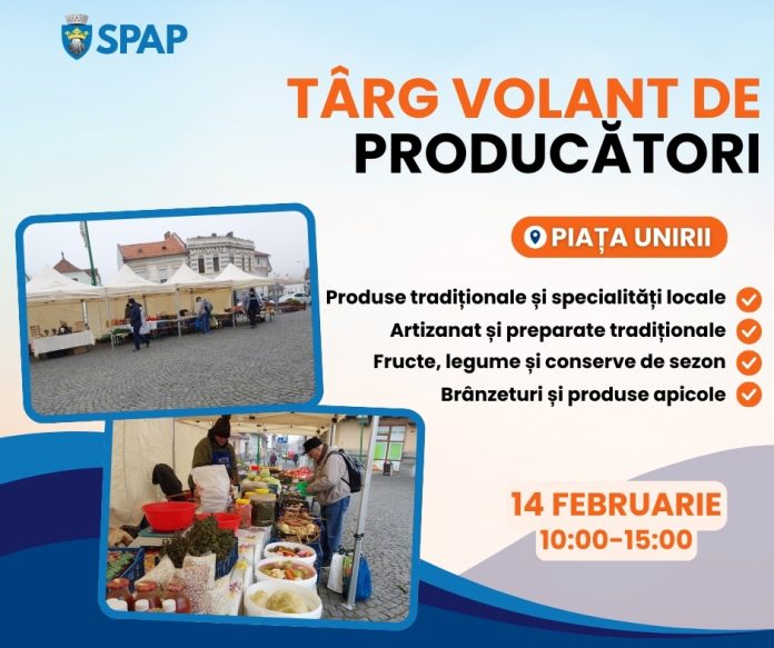 Târg volant de producători, mâine, în Piața Unirii